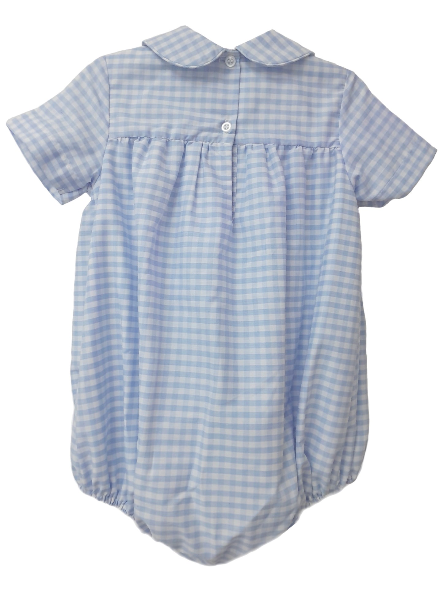 LIGHT BLUE GINGHAM SMOCKED BUBBLE