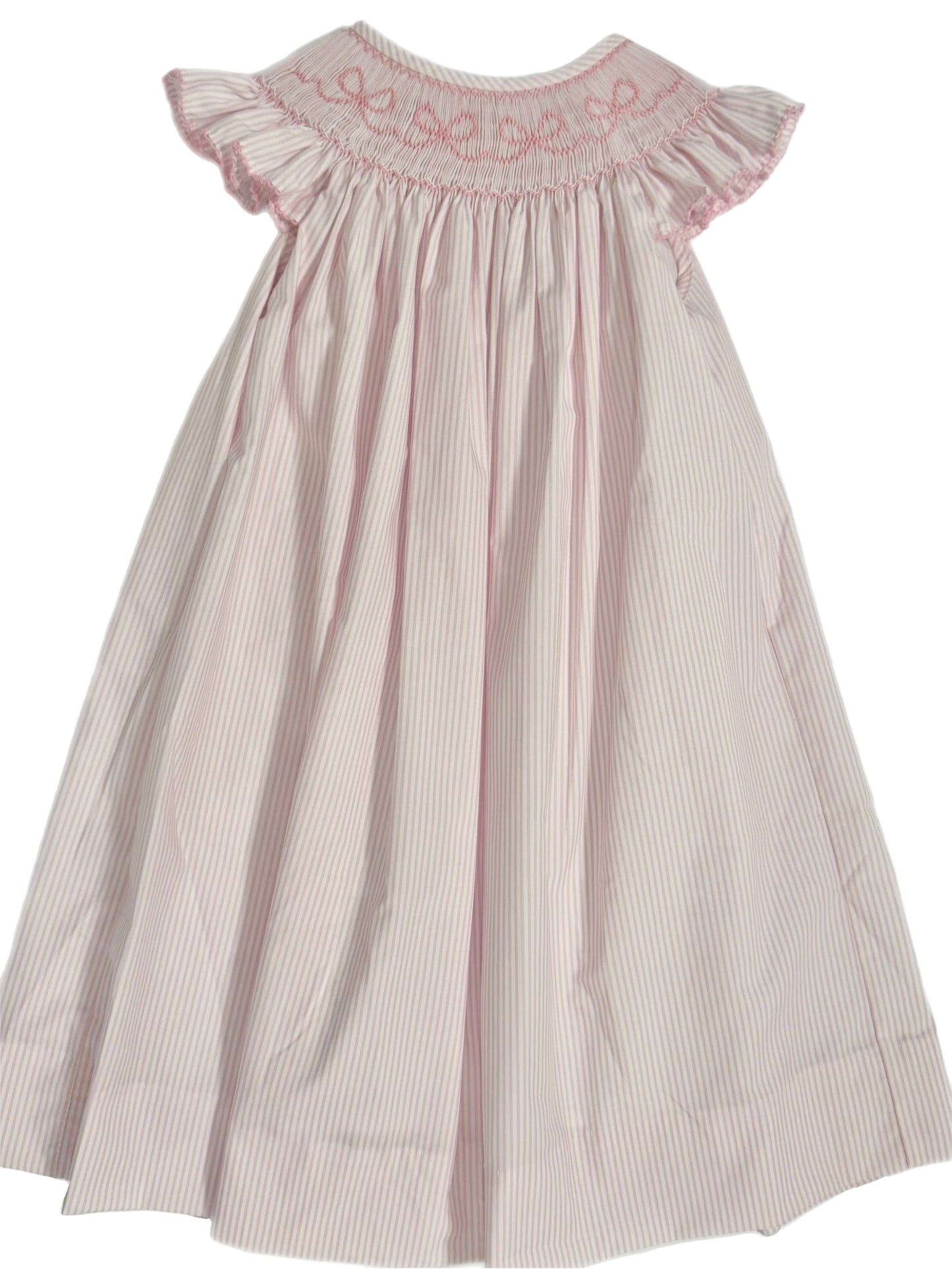 PINK BOWS SMOCKED DRESS