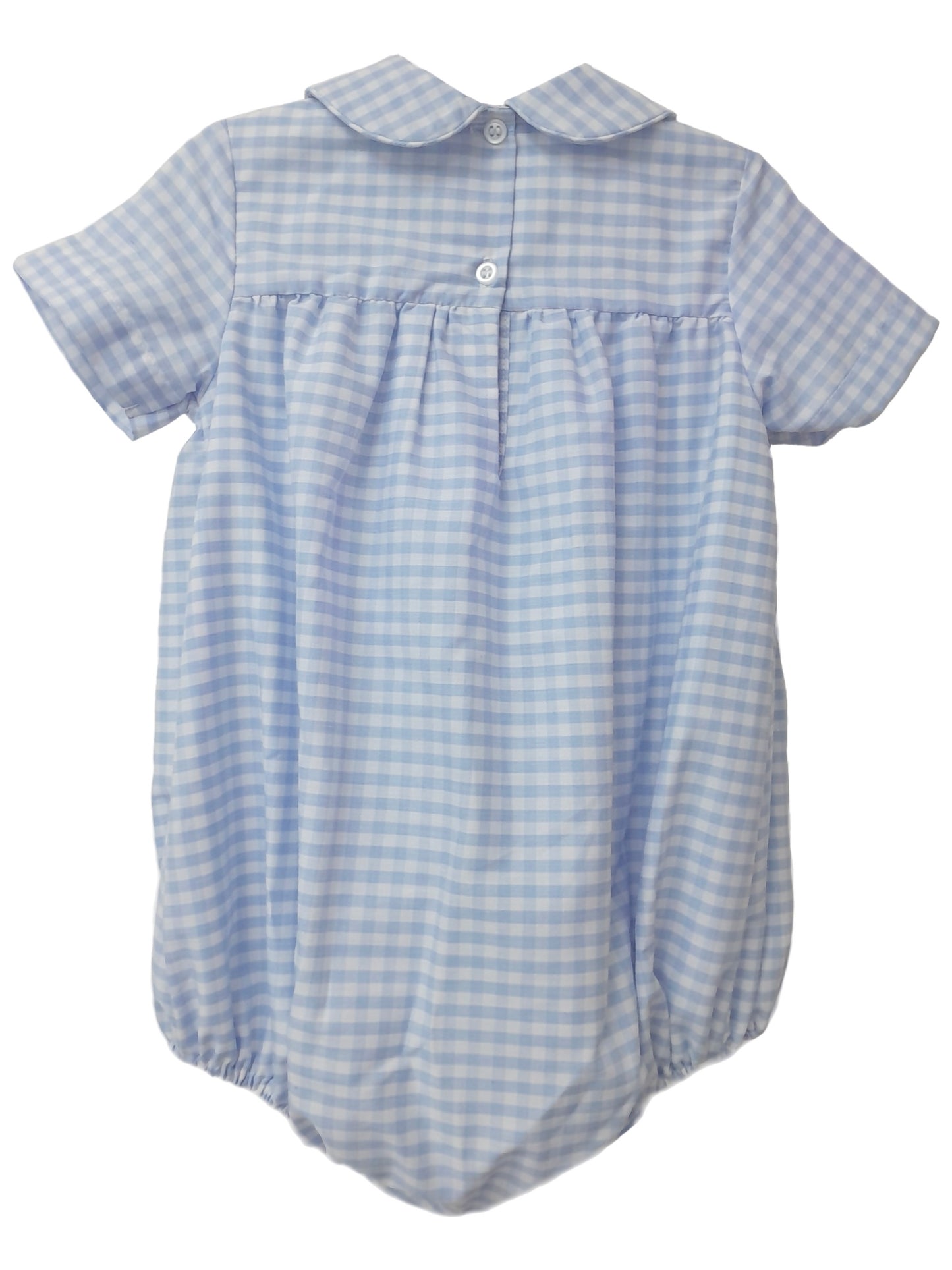 LIGHT BLUE GINGHAM SMOCKED BUBBLE