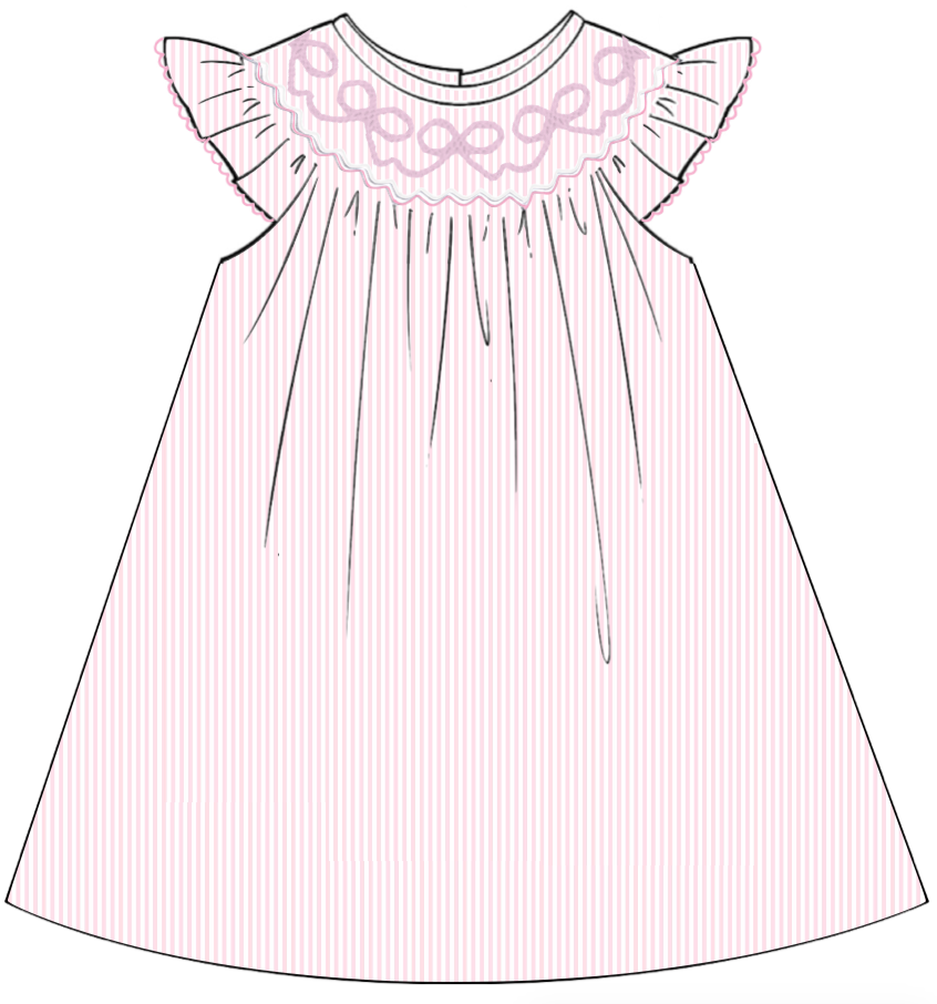 PINK BOWS SMOCKED DRESS