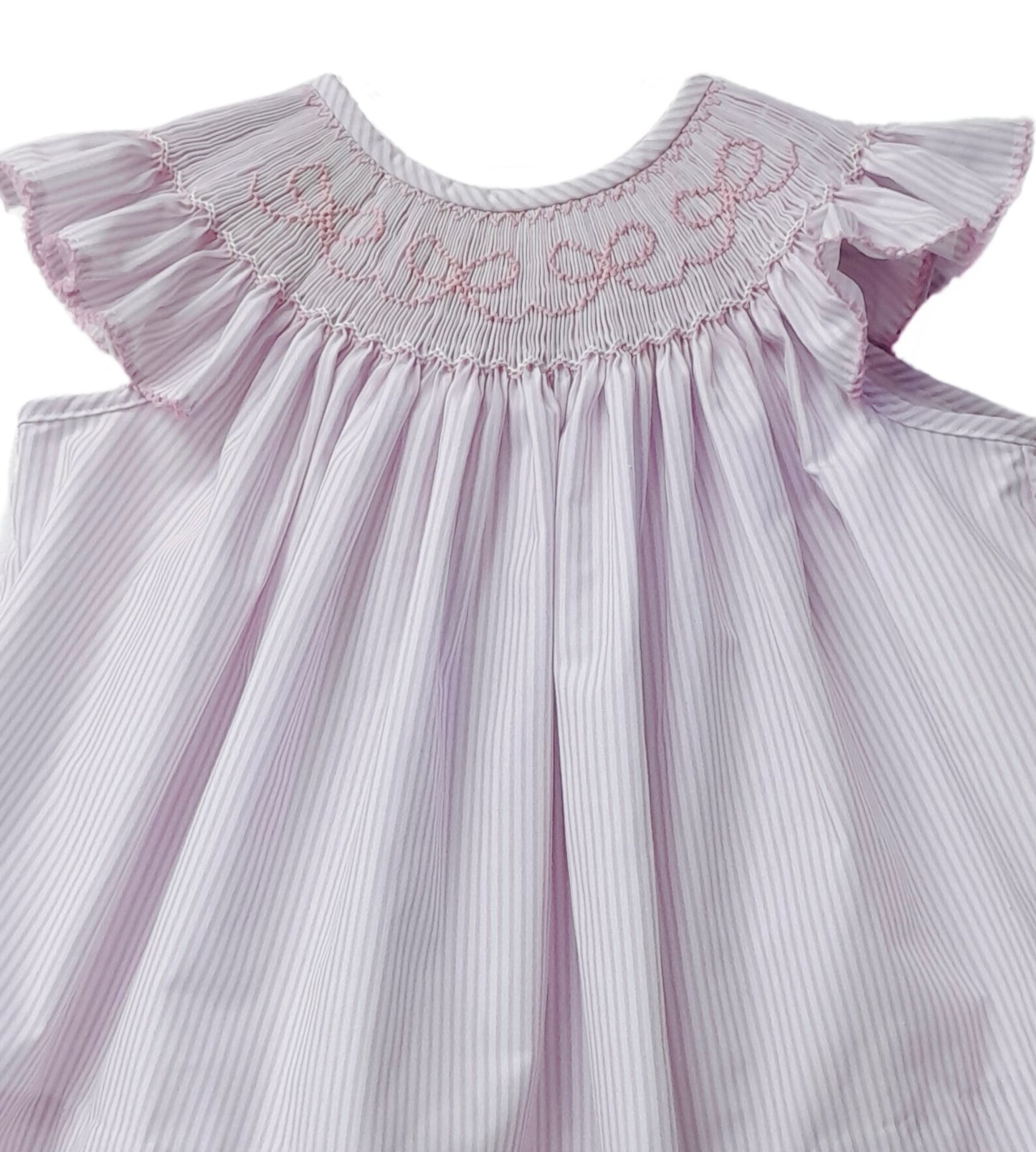 PINK BOWS SMOCKED DRESS