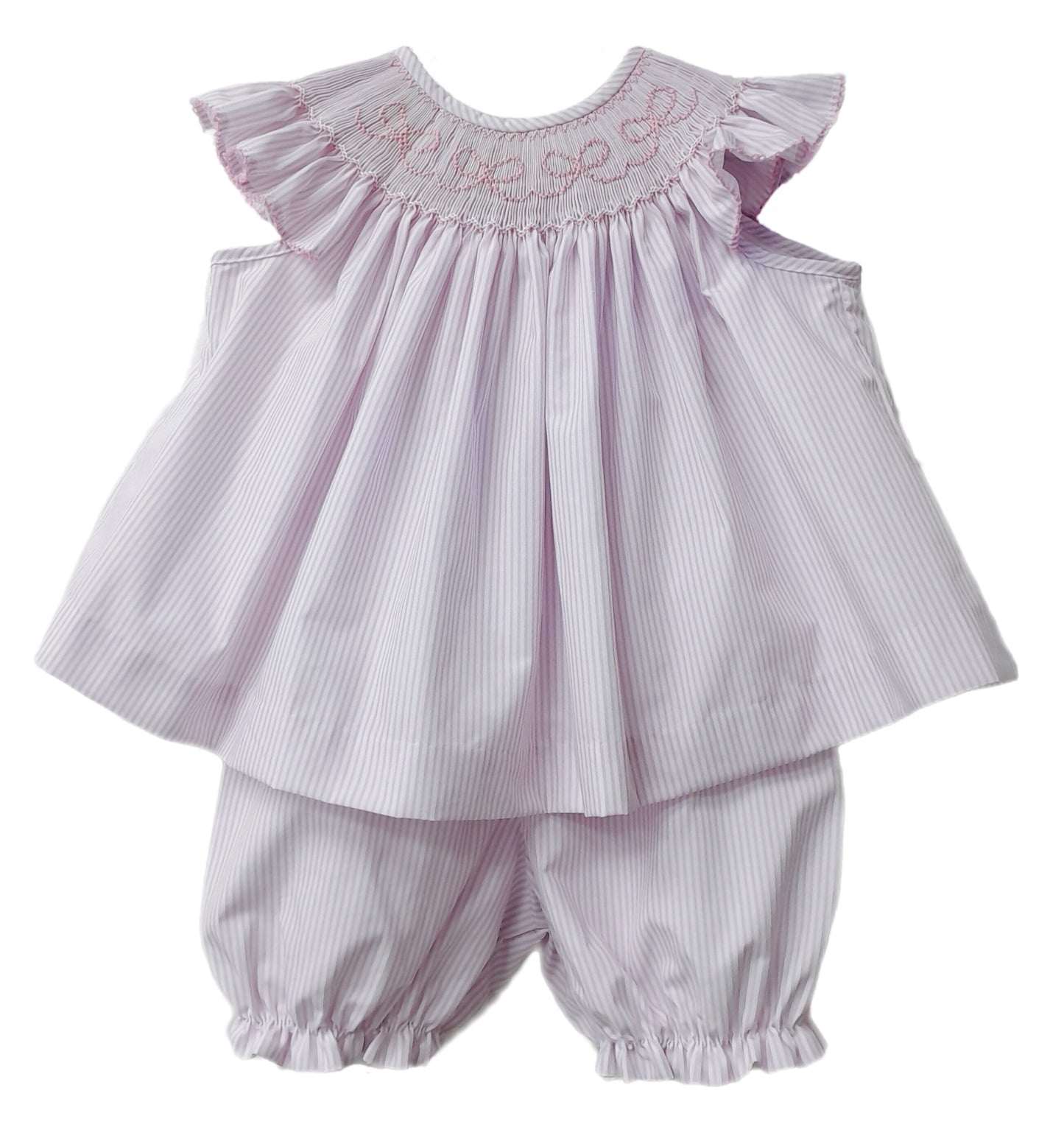 PINK BOWS SMOCKED BLOOMER SET