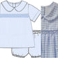 LIGHT BLUE GINGHAM SMOCKED SET