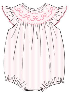 PINK BOWS SMOCKED BUBBLE