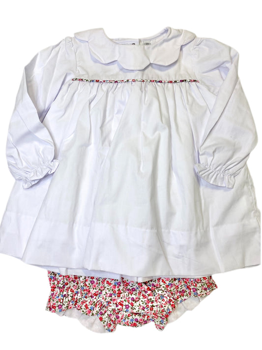 SCALLOP & TINY FLORAL BOW BLOOMER SET